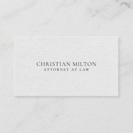 Minimalistisch Elegant Texture White Attorney for  Visitekaartje (Voorkant)