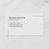 Minimalistisch Elegant Texture White Attorney in r Visitekaartje (Voorkant)