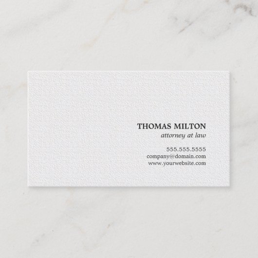 Minimalistisch Elegant Texture White Attorney in r Visitekaartje (Voorkant)