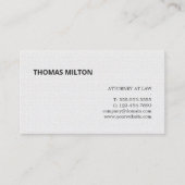 Minimalistisch Elegant Texture White Attorney in r Visitekaartje (Voorkant)