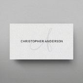 Minimalistisch Elegant Texture White Monogram Visitekaartje