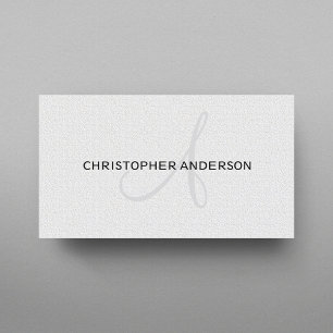 Minimalistisch Elegant Texture White Monogram Visitekaartje