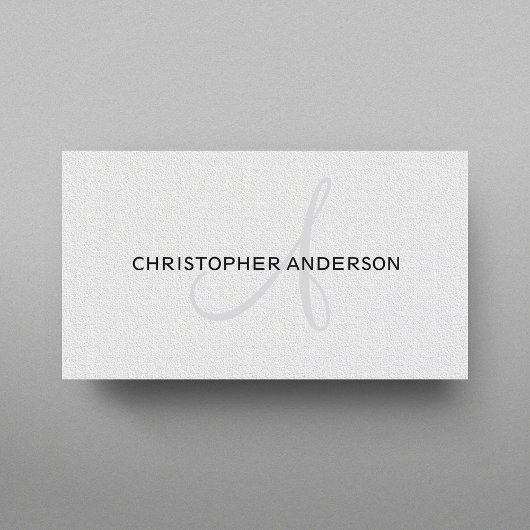 Minimalistisch Elegant Texture White Monogram Visitekaartje