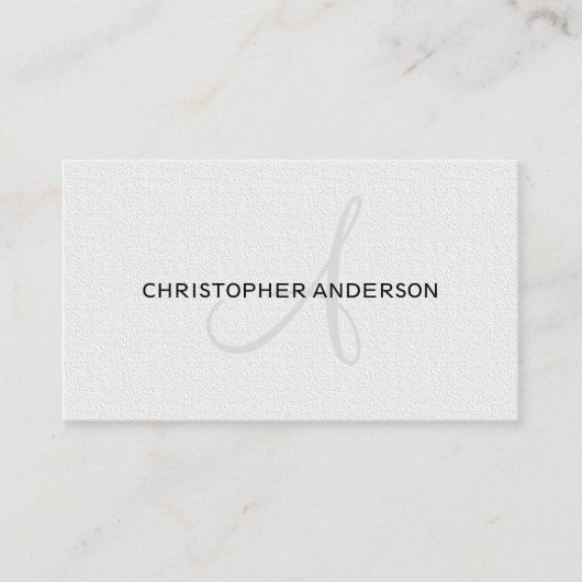 Minimalistisch Elegant Texture White Monogram Visitekaartje (Voorkant)