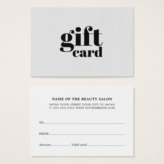 Minimalistisch elegant textuur White Beauty Salon Visitekaartje (Voorkant /achterkant)