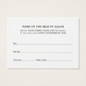Minimalistisch elegant textuur White Beauty Salon Visitekaartje (Achterkant)