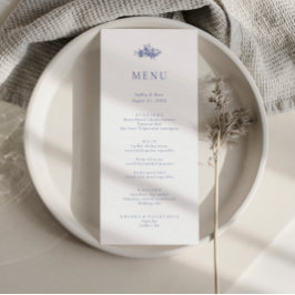 Minimalistisch Elegant Toile Frans Blauw Flora Men Menu