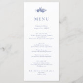 Minimalistisch Elegant Toile Frans Blauw Flora Men Menu (Voorkant)