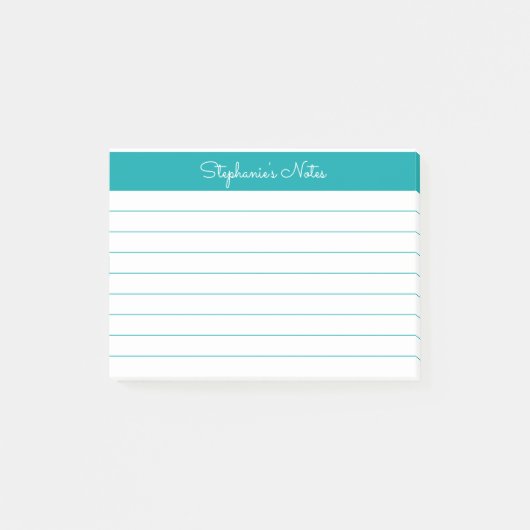 Minimalistisch Elegant Turquoise Lijnen Personalis Post-it® Notes (Voorkant)