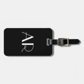 Minimalistisch Elegant Twee Monogram Initiaal Zwar Bagagelabel (Voorkant horizontaal)