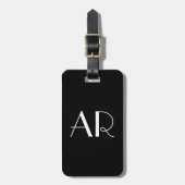 Minimalistisch Elegant Twee Monogram Initiaal Zwar Bagagelabel (Voorkant verticaal)