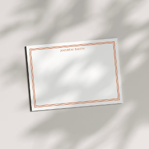 Minimalistisch Elegant Two Border Burnt Oranje Notitiekaartje