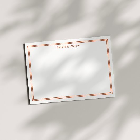 Minimalistisch Elegant Two Border Burnt Oranje Notitiekaartje