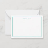 Minimalistisch Elegant Two Border Moonstone Blue Notitiekaartje (Voorkant)