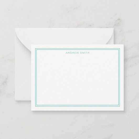 Minimalistisch Elegant Two Border Moonstone Blue Notitiekaartje (Voorkant)
