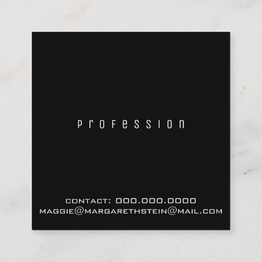 minimalistisch elegant unica one font style black vierkante visitekaartje (Achterkant)