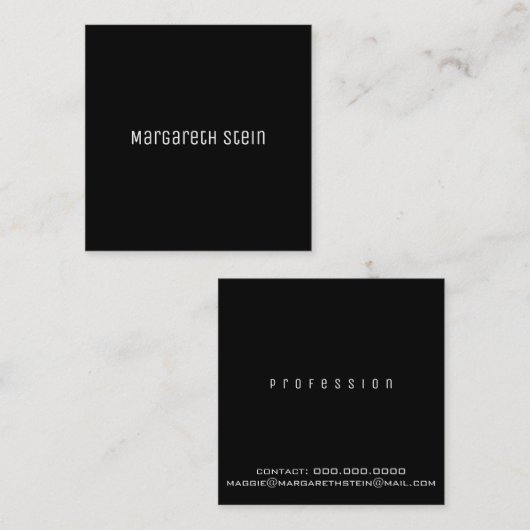 minimalistisch elegant unica one font style black vierkante visitekaartje (Voorkant / Achterkant)