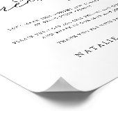 Minimalistisch Elegant Unplugged Wedding Ceremony  Poster (Hoek)