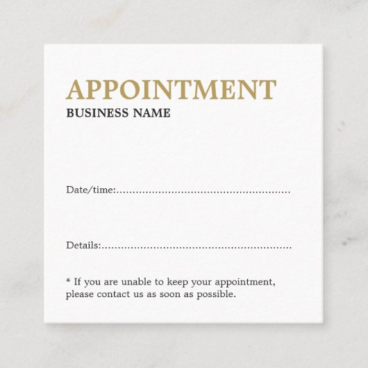Minimalistisch Elegant Vet Wit Gouden Geel Afsprakenkaartje (Voorkant)