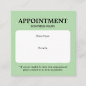 Minimalistisch Elegant Vet Wit Groen Afsprakenkaartje (Voorkant)