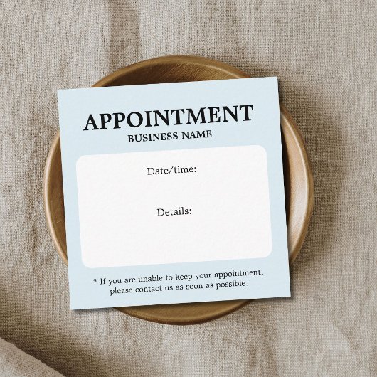 Minimalistisch Elegant Vet Wit Licht Blauw Afsprakenkaartje