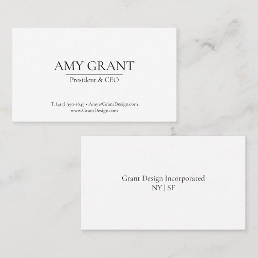 Minimalistisch Elegant Visitekaartje Zwart-wit (Voorkant / Achterkant)