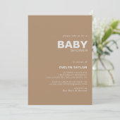Minimalistisch elegant vormelijk bruin Baby shower Kaart (Staand voorkant)