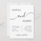 Minimalistisch Elegant Weddenschap Black White Kaart (Voorkant)