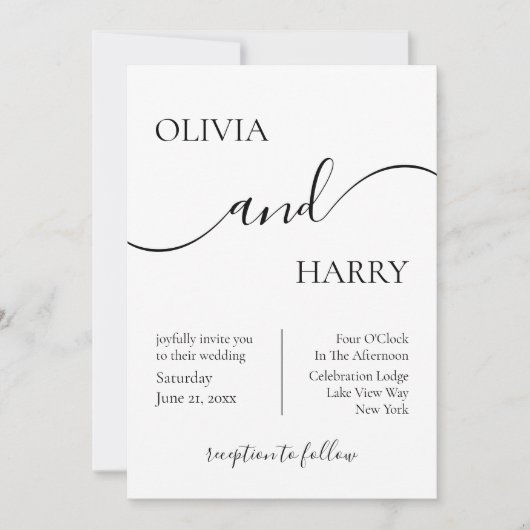 Minimalistisch Elegant Weddenschap Black White Kaart (Voorkant)