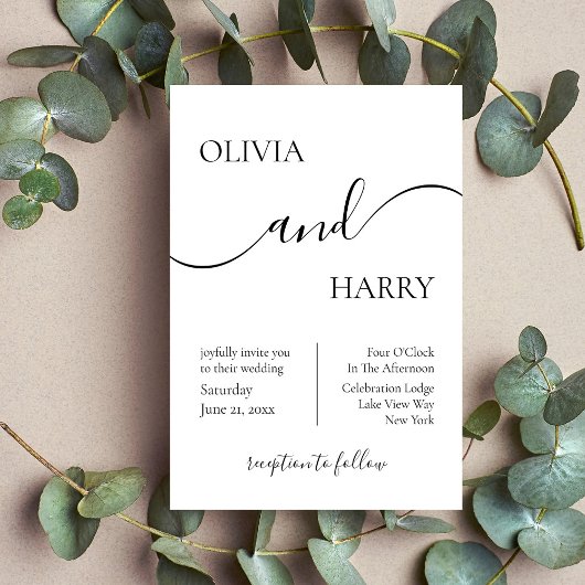 Minimalistisch Elegant Weddenschap Black White Kaart