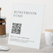 Minimalistisch Elegant Wedding Honeymoon Fund QR-c Reclamebord Met Voetstuk (Insitu)