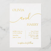 Minimalistisch Elegant Wedding Real Gold Folie Uitnodiging (Voorkant)
