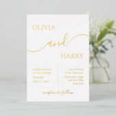 Minimalistisch Elegant Wedding Real Gold Folie Uitnodiging (Staand Voorkant)
