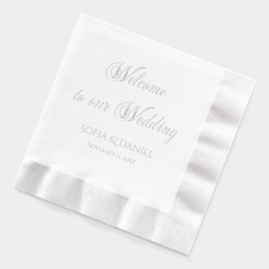 Minimalistisch Elegant Welkom op onze bruiloft Folie Servetten (Links)