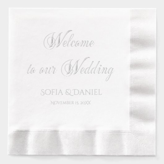 Minimalistisch Elegant Welkom op onze bruiloft Folie Servetten (Voorkant)
