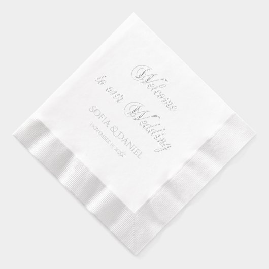 Minimalistisch Elegant Welkom op onze bruiloft Folie Servetten (Rechts)