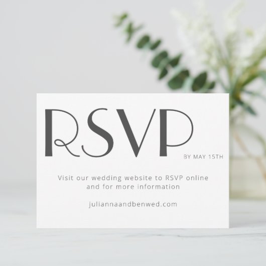 Minimalistisch Elegant White Art Deco Wedding Onli RSVP Kaartje (Staand voorkant)