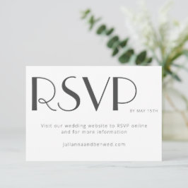 Minimalistisch Elegant White Art Deco Wedding Onli RSVP Kaartje