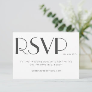 Minimalistisch Elegant White Art Deco Wedding Onli RSVP Kaartje