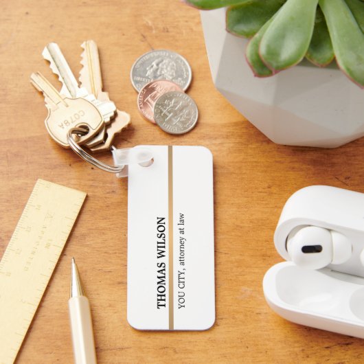 Minimalistisch Elegant White Copper Line Attorney Sleutelhanger (Bureau)
