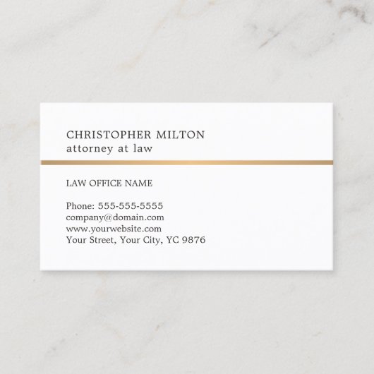 Minimalistisch Elegant White Faux Copper Line Atto Visitekaartje (Voorkant)