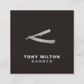 Minimalistisch elegant White Faux Silver Razor Bar Vierkante Visitekaartje (Voorkant)