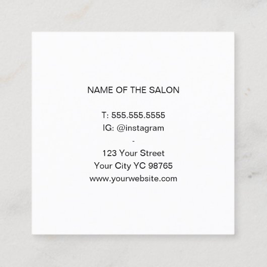 Minimalistisch elegant White Faux Silver Razor Bar Vierkante Visitekaartje (Achterkant)