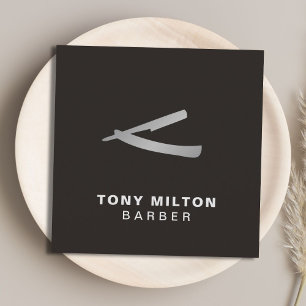 Minimalistisch elegant White Faux Silver Razor Bar Vierkante Visitekaartje