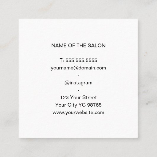 Minimalistisch elegant White Faux Silver Razor Bar Vierkante Visitekaartje (Achterkant)