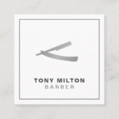 Minimalistisch elegant White Faux Silver Razor Bar Vierkante Visitekaartje (Voorkant)