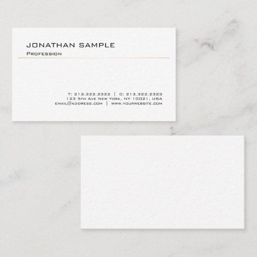 Minimalistisch Elegant White Gold Trendy Design Visitekaartje (Voorkant / Achterkant)