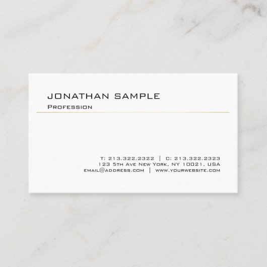 Minimalistisch Elegant White Gold Trendy Design Visitekaartje (Voorkant)