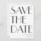 Minimalistisch Elegant White Grey Art Deco Wedding Save The Date (Voorkant)