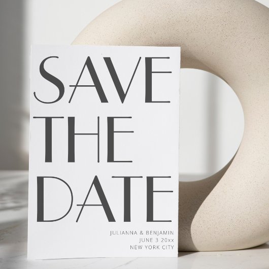 Minimalistisch Elegant White Grey Art Deco Wedding Save The Date